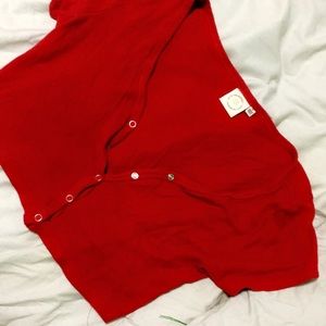 Red Solid Buttoned Up Crop Top